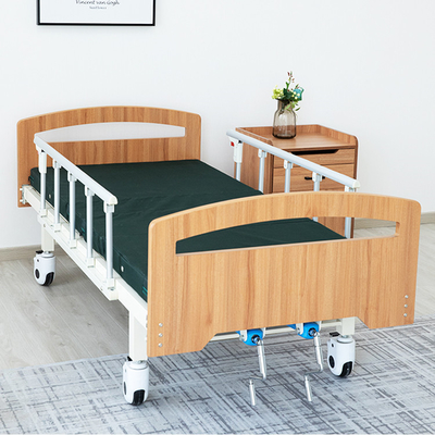 Lit d'hôpital manuel réglable soulevant de retour la tête en bois de lit de lits de style d'hôpital avec des rails